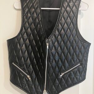 Black leather vest